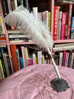 Vintage white feather pen